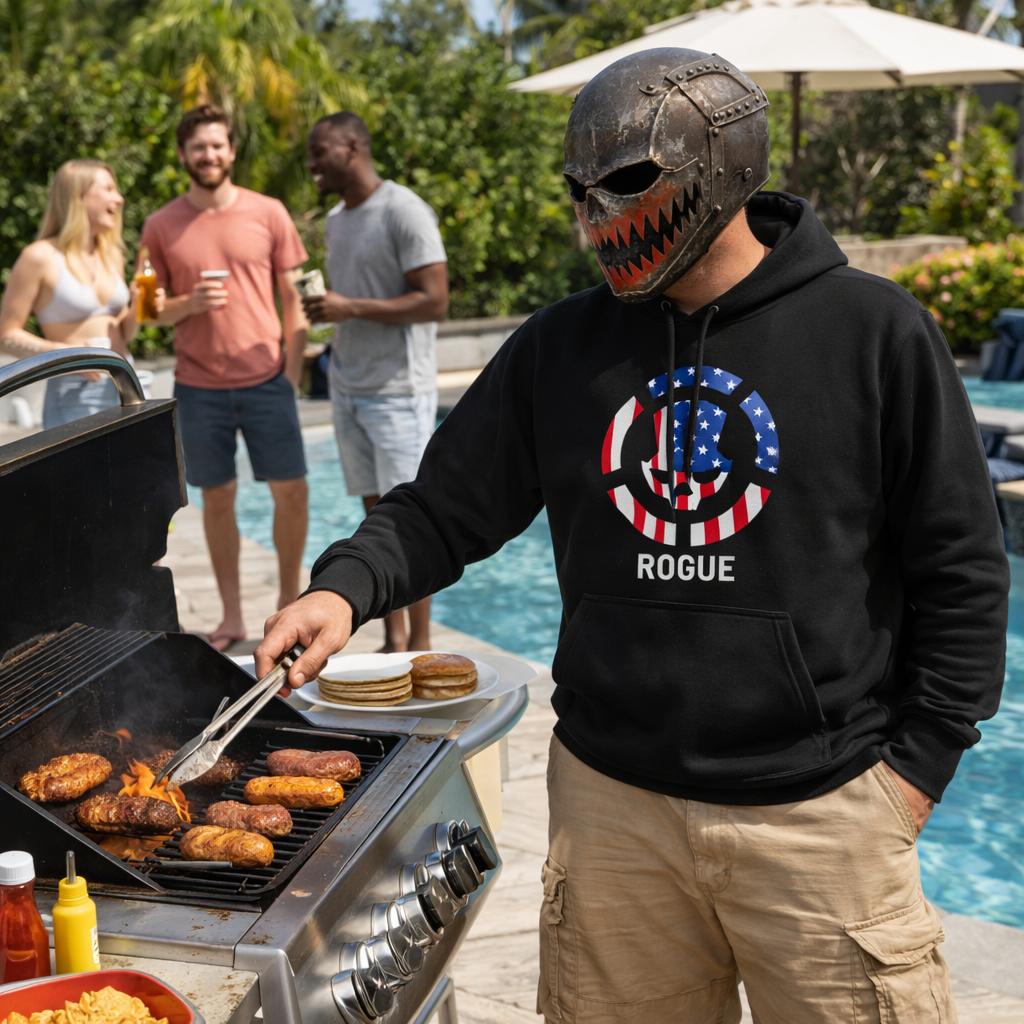 Division2 Hoodie Dark – US Flag Rogue Skull with US Flag Target