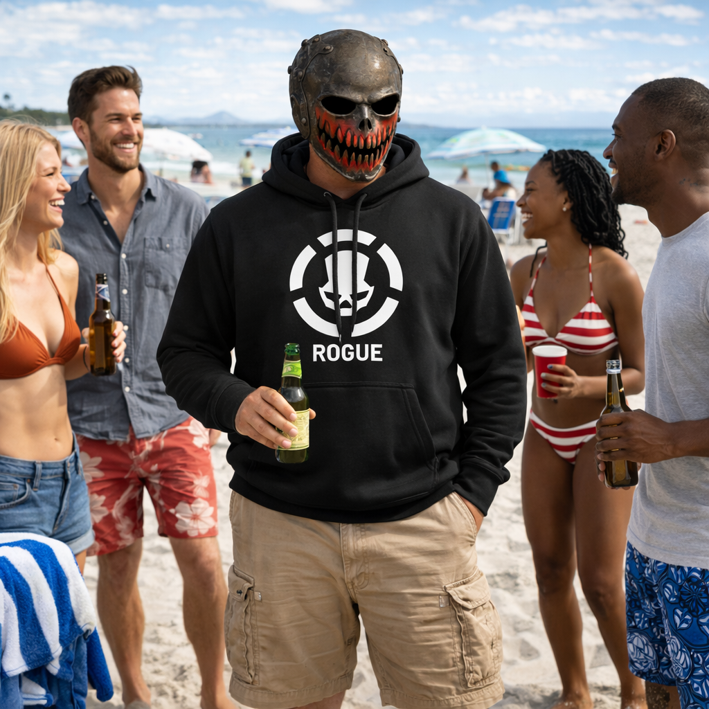 Division2 Hoodie Dark – White Rogue Skull with White Target