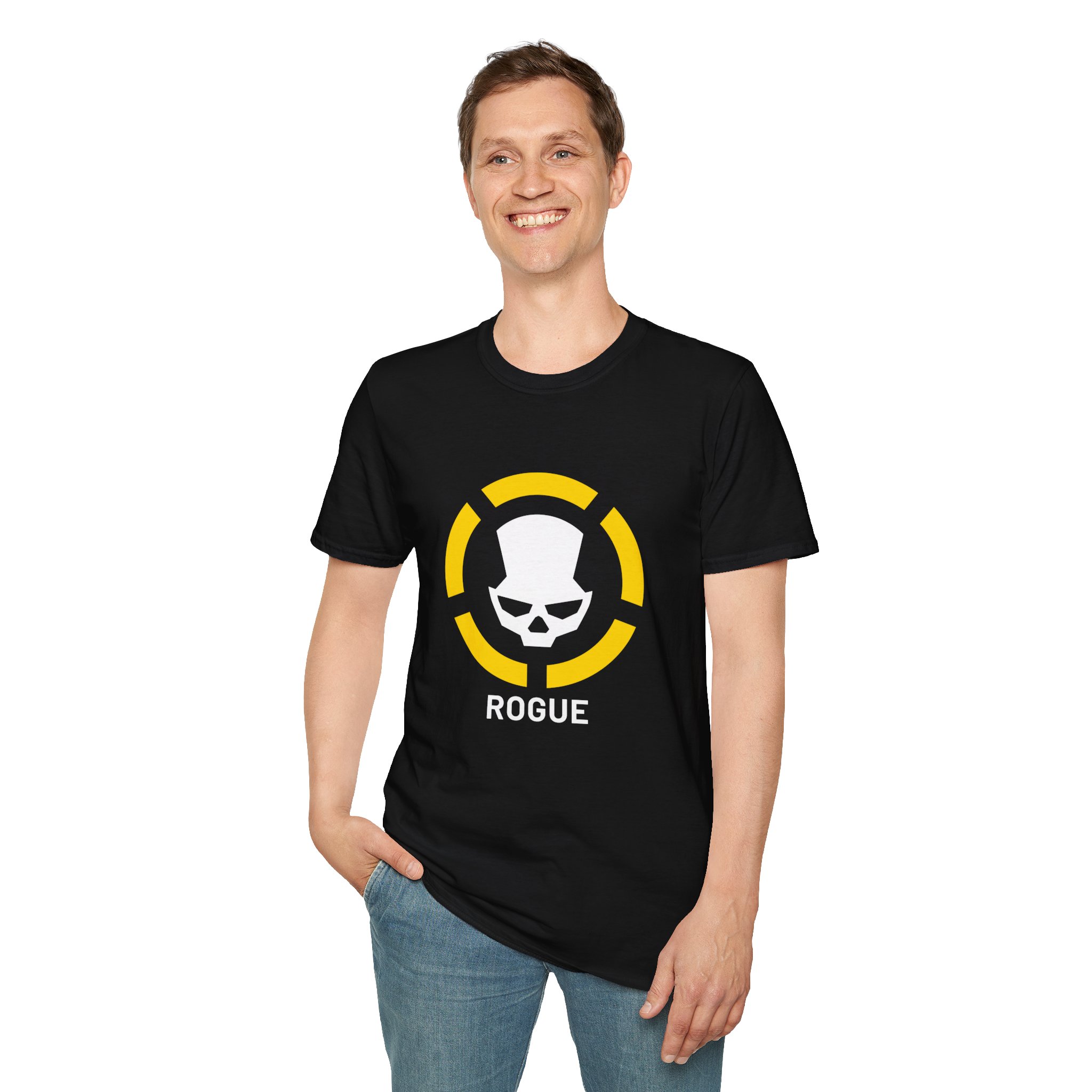 Division2 T-Shirt Dark – White Rogue Skull with Yellow Target