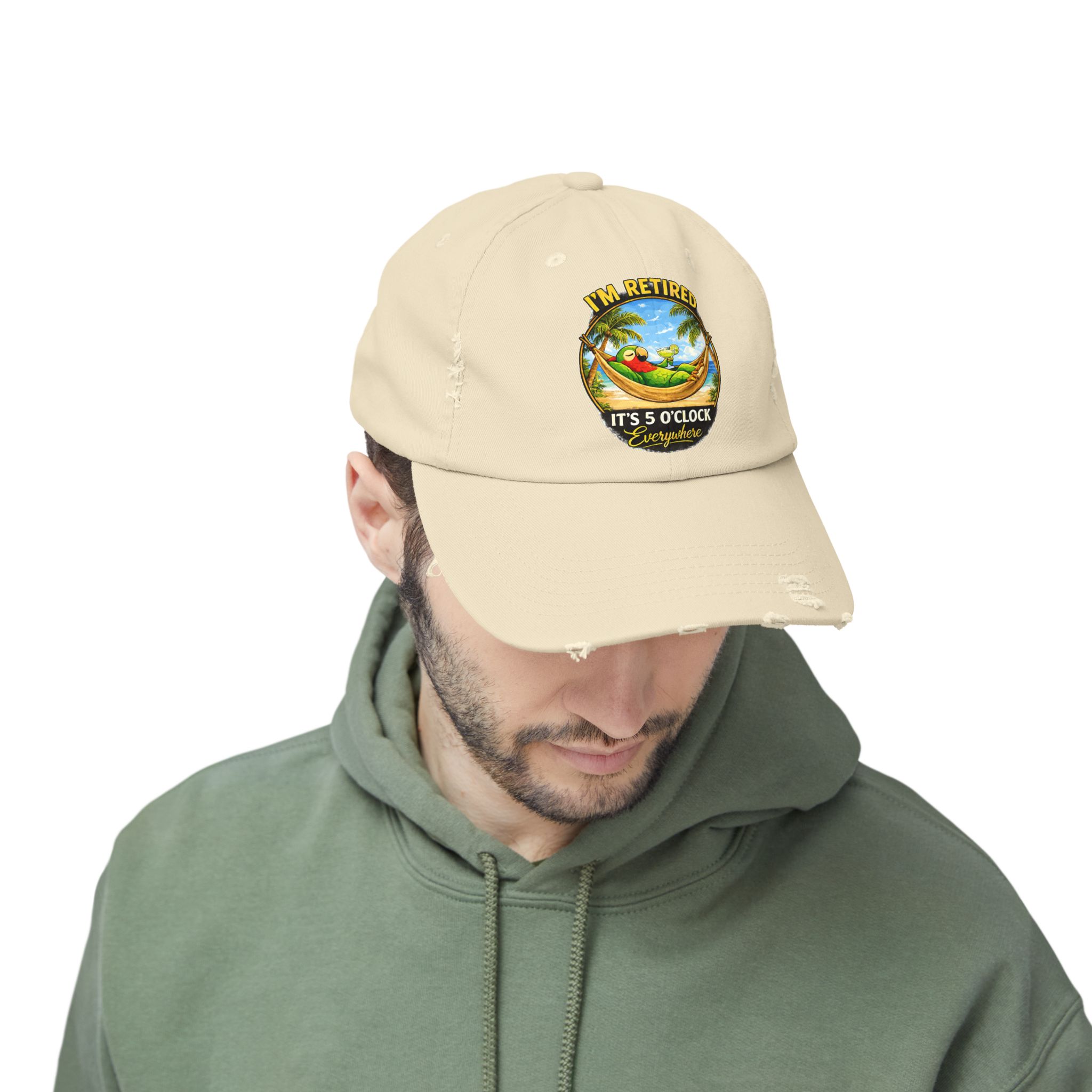 Distressed Style Retired in Paradise Hat — “I’m Retired, It’s 5 O’Clock Everywhere”